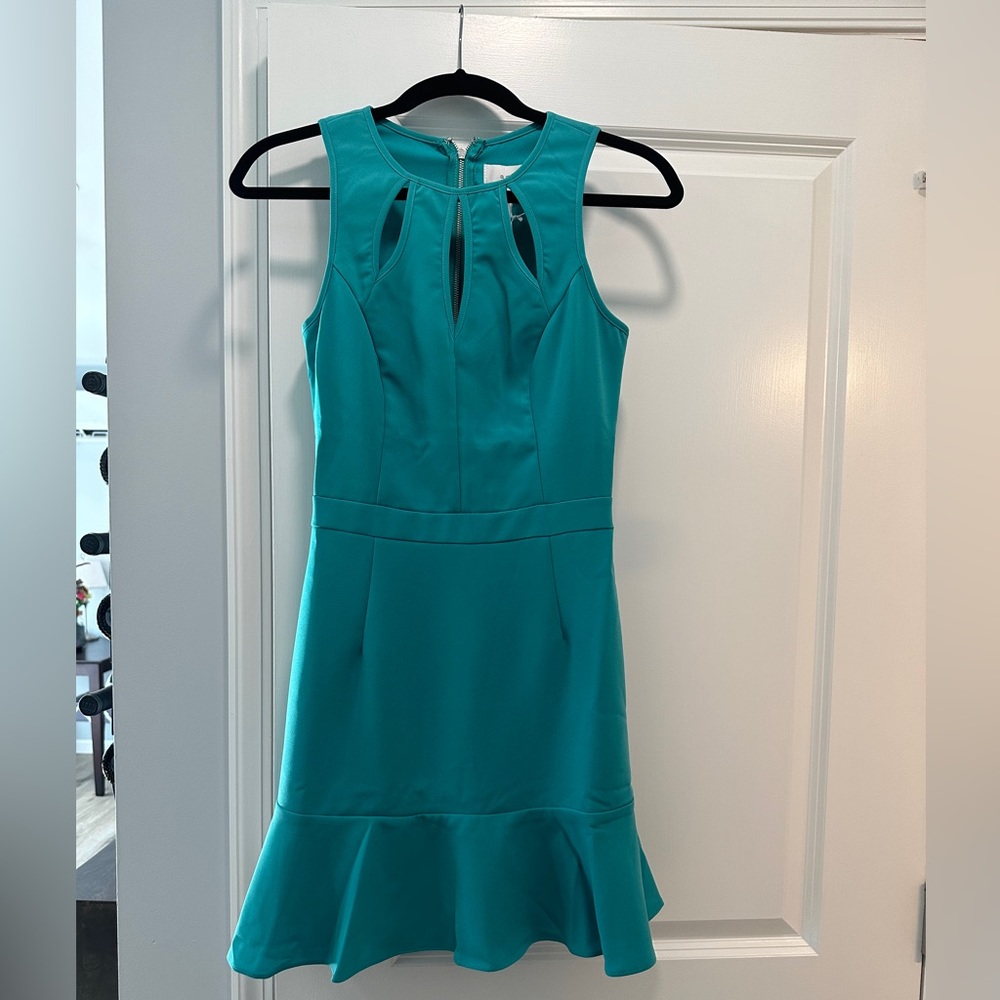 Adelyn Rae Kandace Ruffle Hem Dress Teal NWT XS